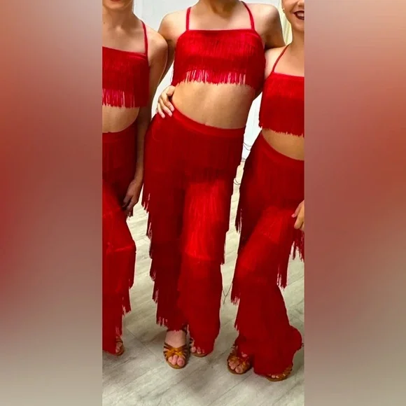 Weissman Red Fringe Latin Dance Set (Child Medium) - Picture 2 of 7